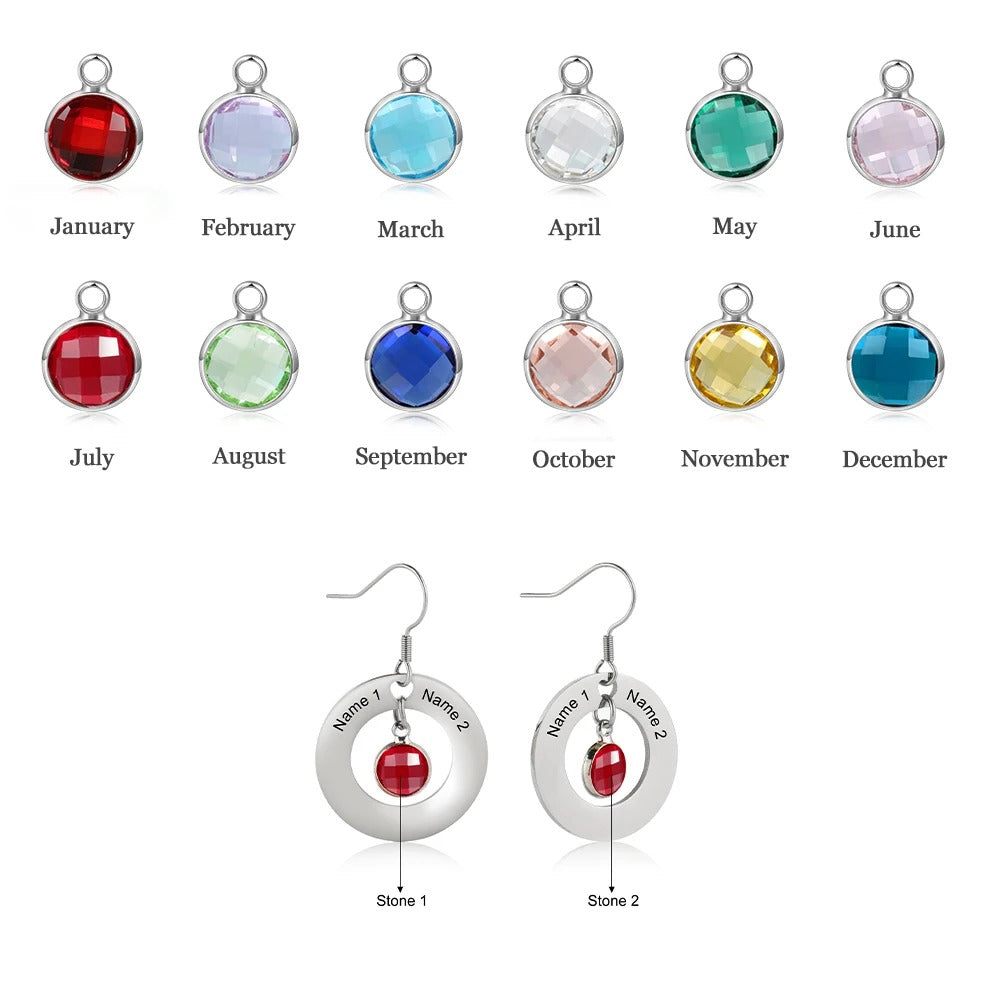 Personalized 2 Birthstone Earrings - Abrahamallen