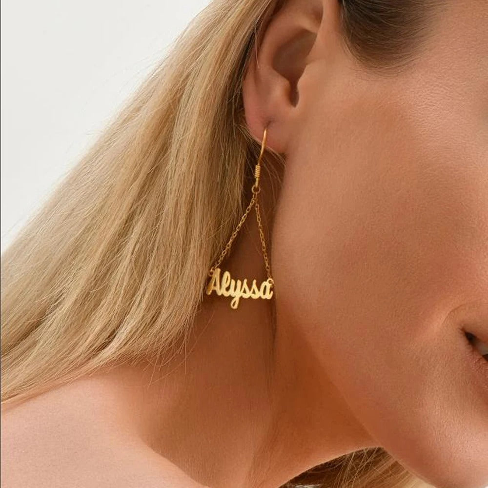 Personalized Dangling Name Earrings - Abrahamallen