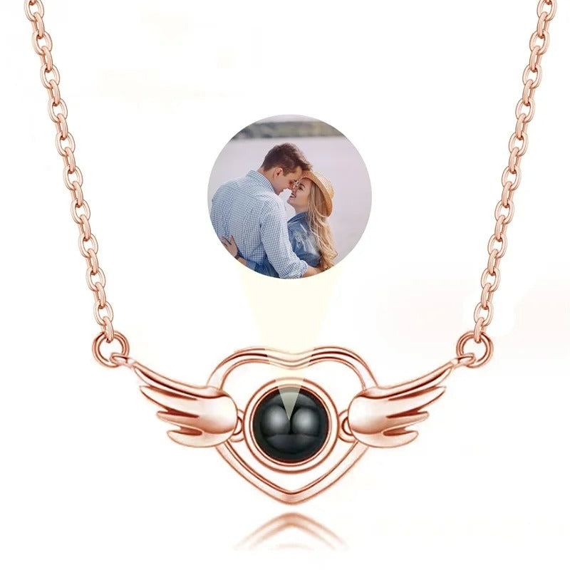 Projection Personalized Photo Wings Pendant Necklace - Abrahamallen