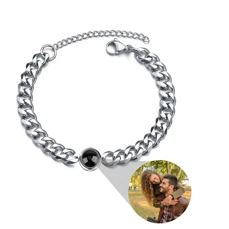 Personalized Photo Projection Bracelet Cuban Chain Bracelet - Abrahamallen