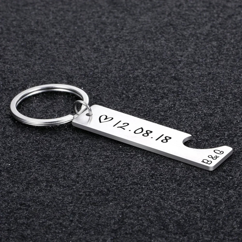 Personalized Couple's Engraved Anniversary and Initial's Keychains - Abrahamallen