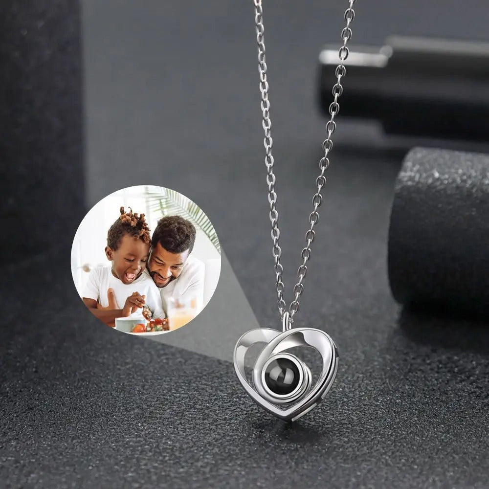 Projection Personalized Photo Heart Pendant Necklace - Abrahamallen