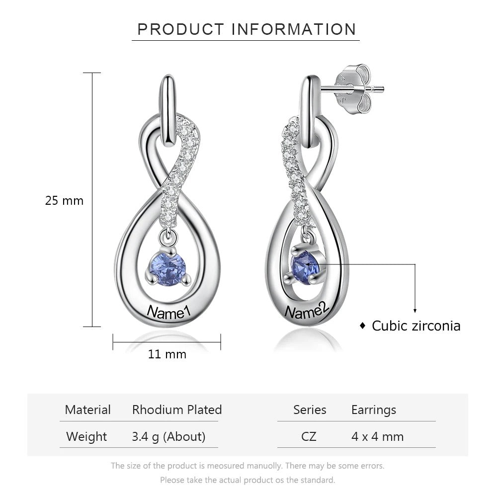 Personalized Drop Birthstone Earrings - Abrahamallen