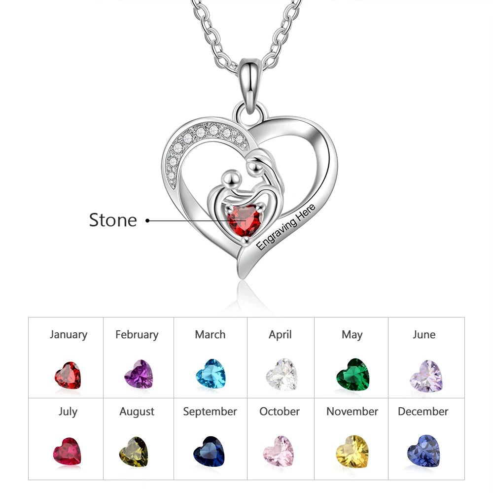 Customized Engraveable Mother and Child Message Pendant Necklace - Abrahamallen