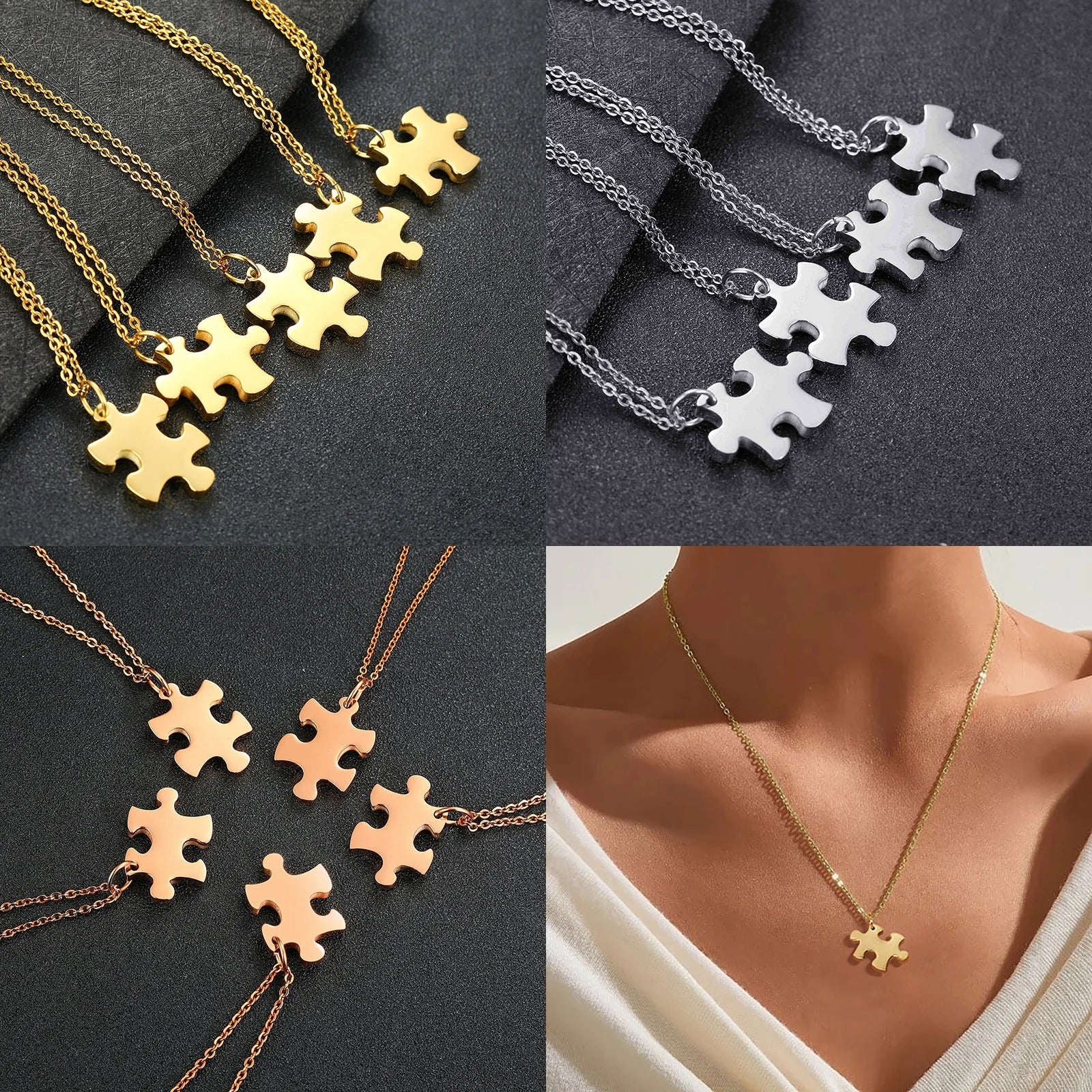 Personalized 2-4 Puzzle Initial Pendants Engraveable Necklace - Abrahamallen