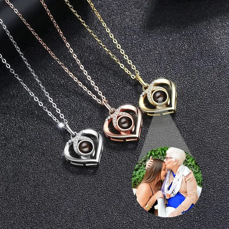 Projection Personalized Photo Pendant Necklace in Sterling Silver - Abrahamallen