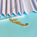 Customized Initial Pendant with Birthstone Necklace - Abrahamallen