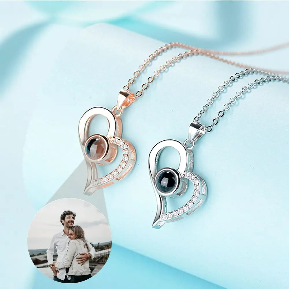 Personalized Photo Heart Pendant Necklace in Sterling Silver - Abrahamallen