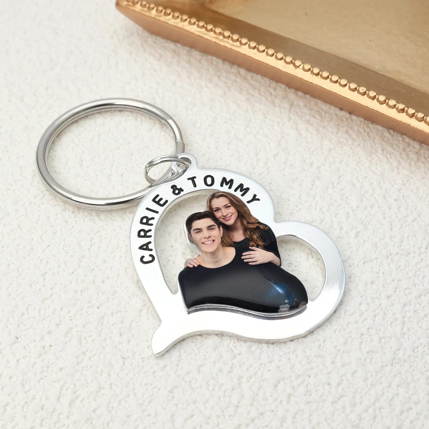 Personalized Hollowed Photo Heart Keychain - Abrahamallen