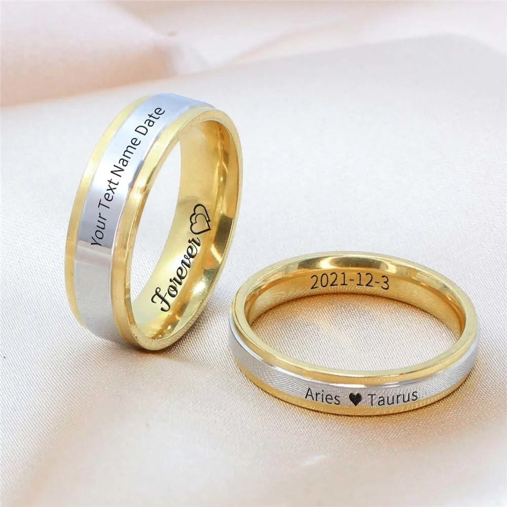 Personalized Inscription Couple's Rings - Abrahamallen