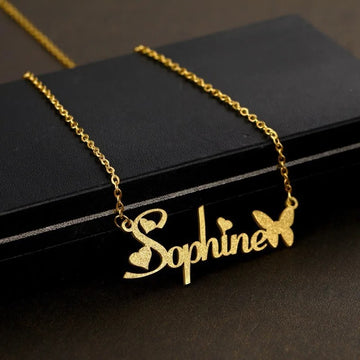 Personalized Name Butterfly Pendant Necklace - Abrahamallen