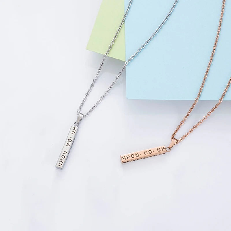 Personalized Bar Message Pendant Initials Necklace - Abrahamallen