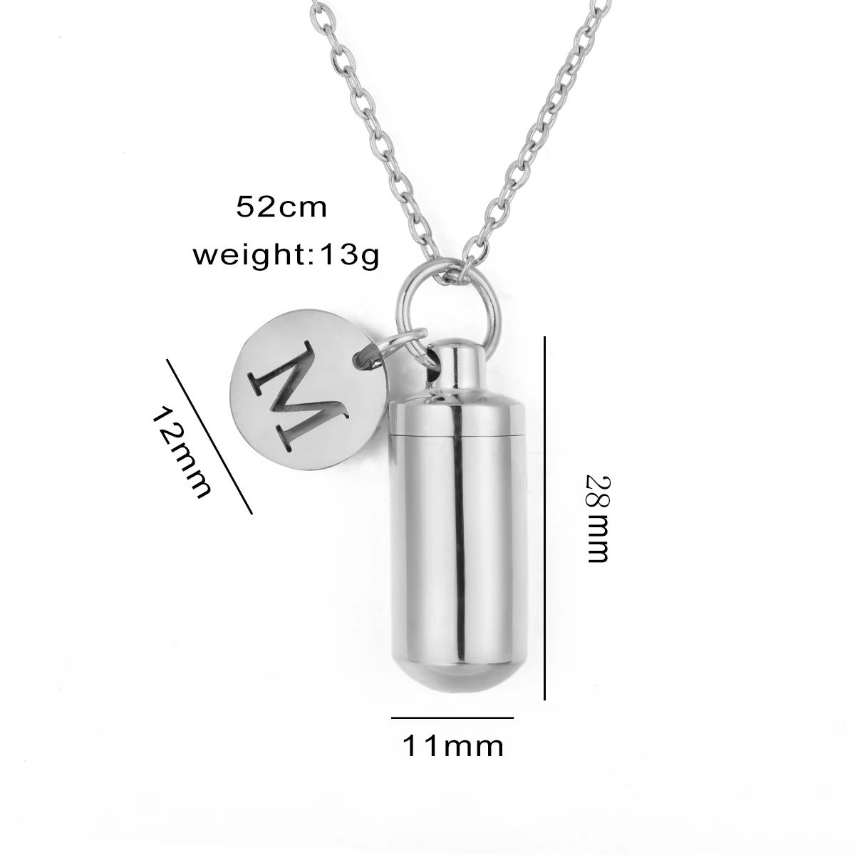 Cremation Urn Cylinder Vial Initial Keepsake Necklace - Abrahamallen