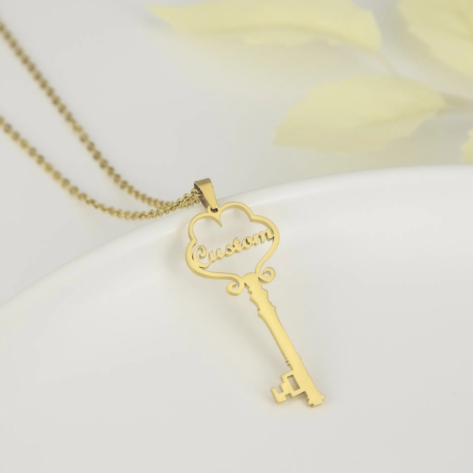 Personalized Name Key Pendant Necklace - Abrahamallen