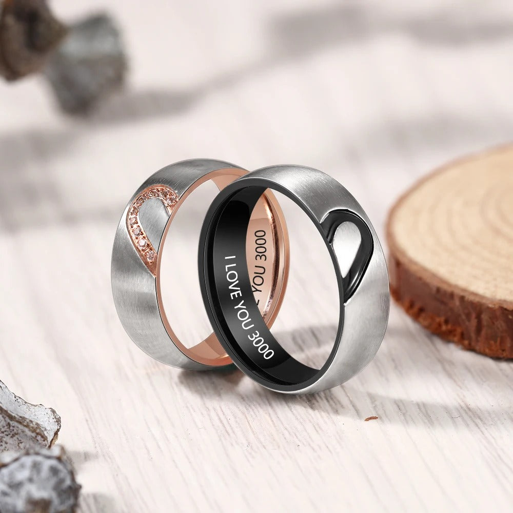 Personalized Inscription Matt-Finish Couple's Rings - Abrahamallen