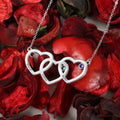 Birthstone Customized Engraveable Interlocked Heart Pendant Necklace - Abrahamallen