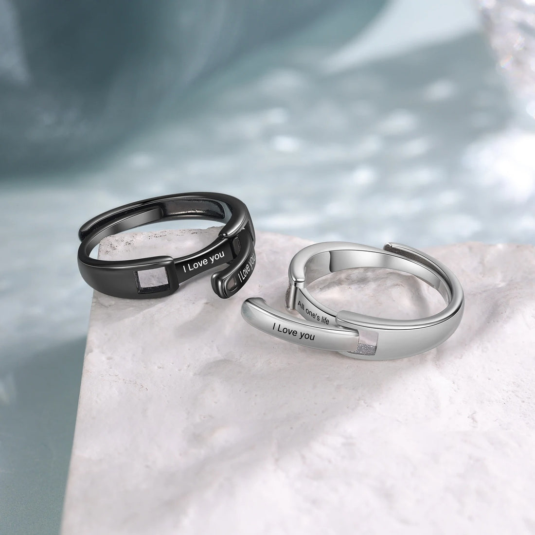 Personalized Inscription Couple's Rings - Abrahamallen