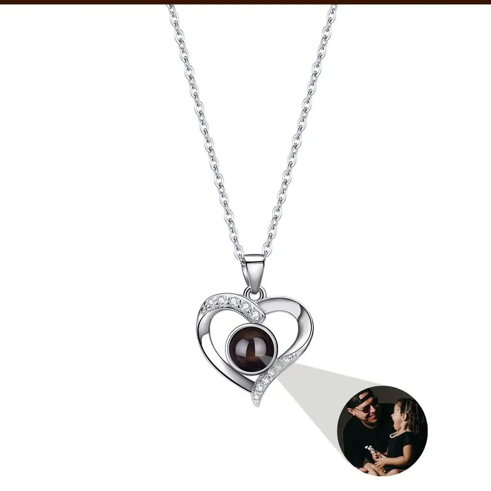 Projection Personalized Photo Pendant Necklace in Sterling Silver - Abrahamallen