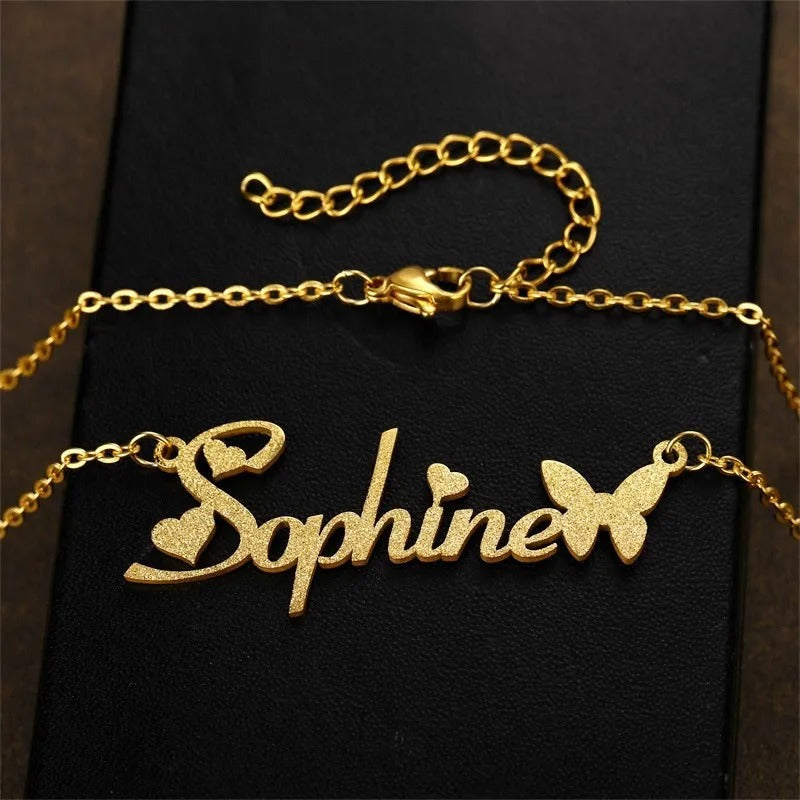 Personalized Name Butterfly Pendant Necklace - Abrahamallen