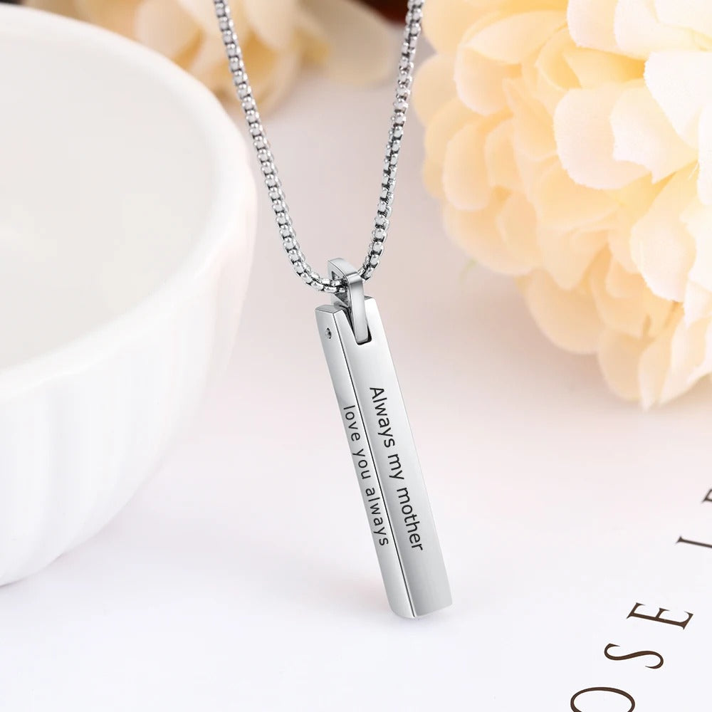 Customized Engraveable Message Bar Pendant Necklace - Abrahamallen