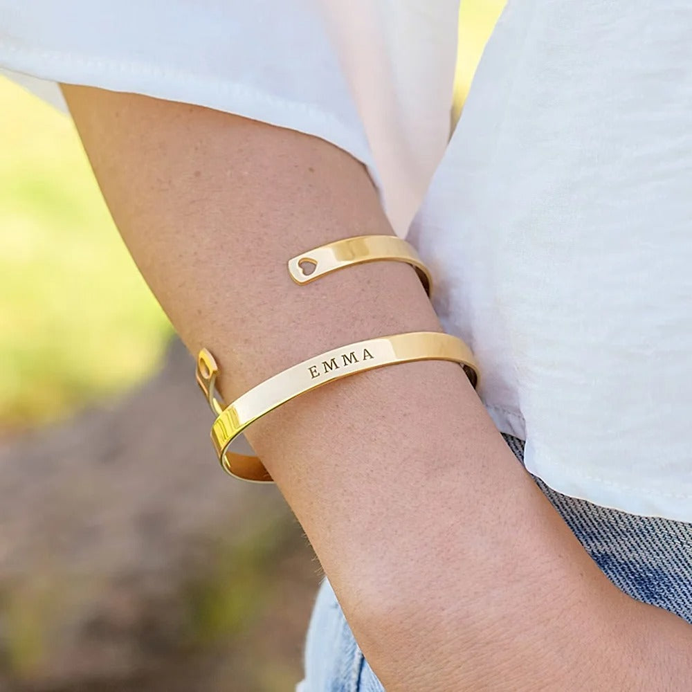 Personalized Engraveable Name Cuff Bangle - Abrahamallen