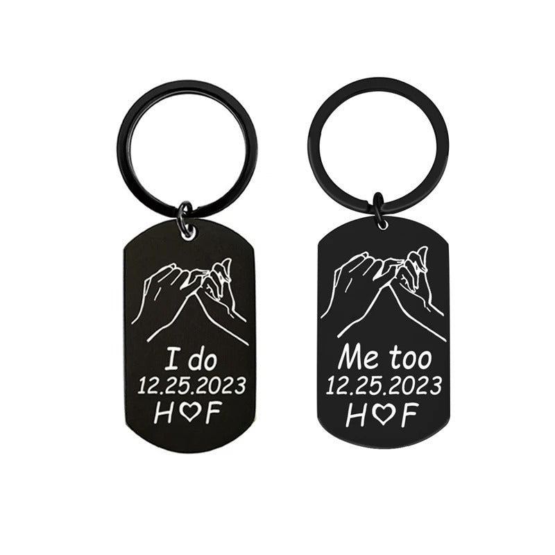 Personalized Initials and Anniversary Couple's Keychains - Abrahamallen