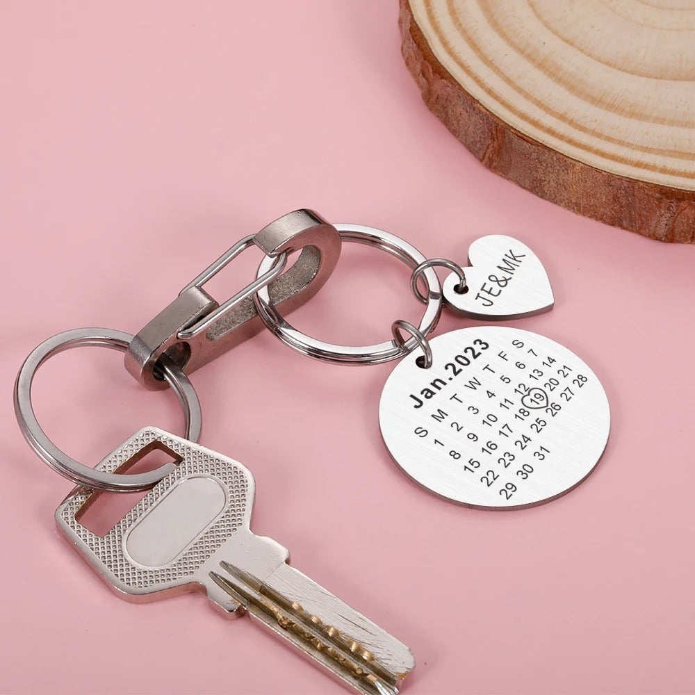 Personalized Photo Engraved Date Keychain - Abrahamallen