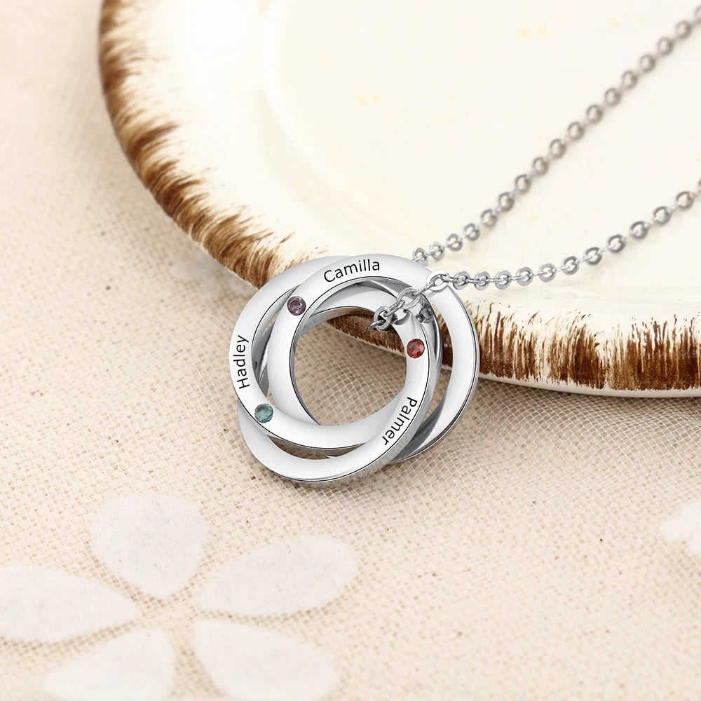 Customized Engraveable 3-4 Name Interwined Pendant Necklace - Abrahamallen