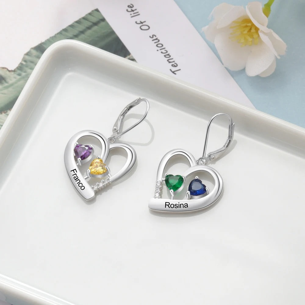 Personalized 4 Birthstone Name Earrings - Abrahamallen