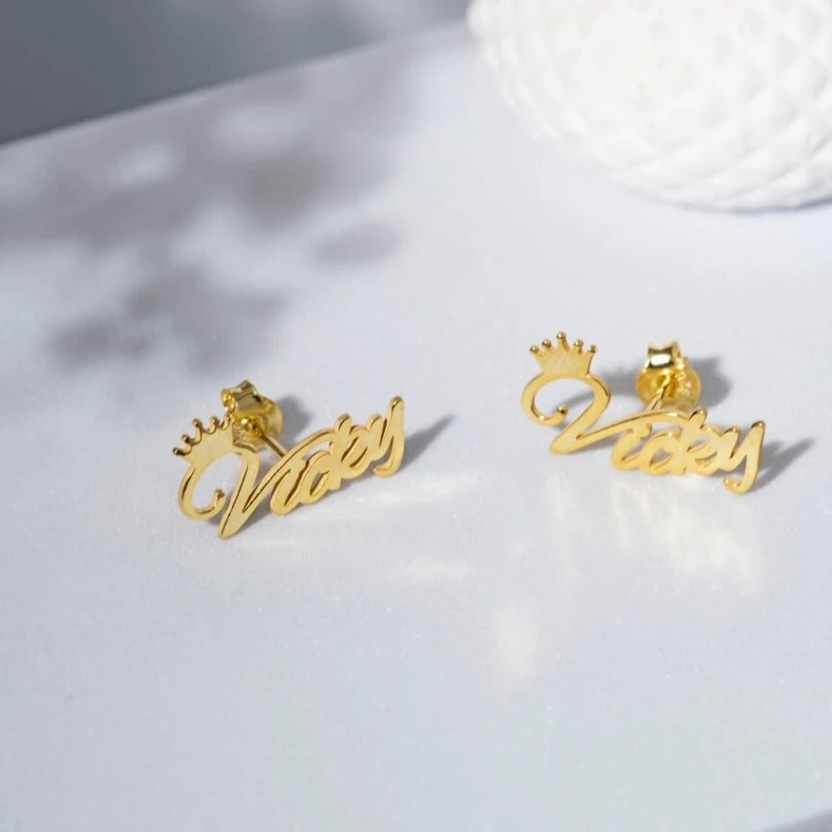 Personalized Name Stud Earrings - Abrahamallen