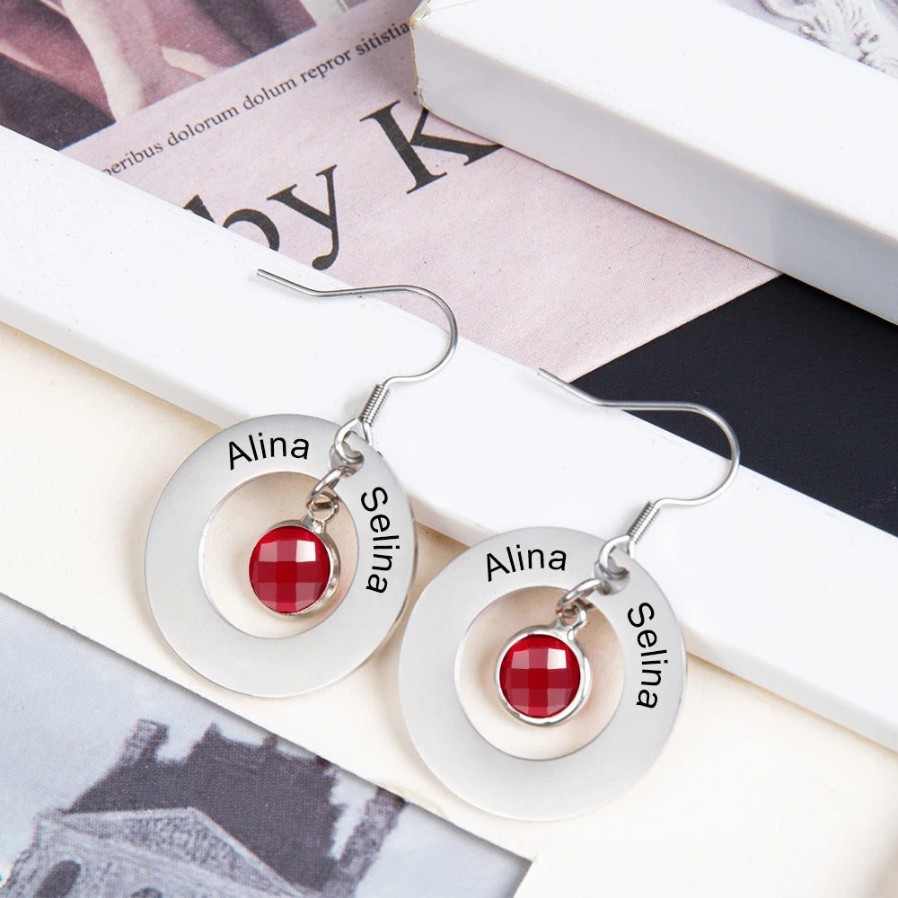 Personalized 2 Birthstone Earrings - Abrahamallen