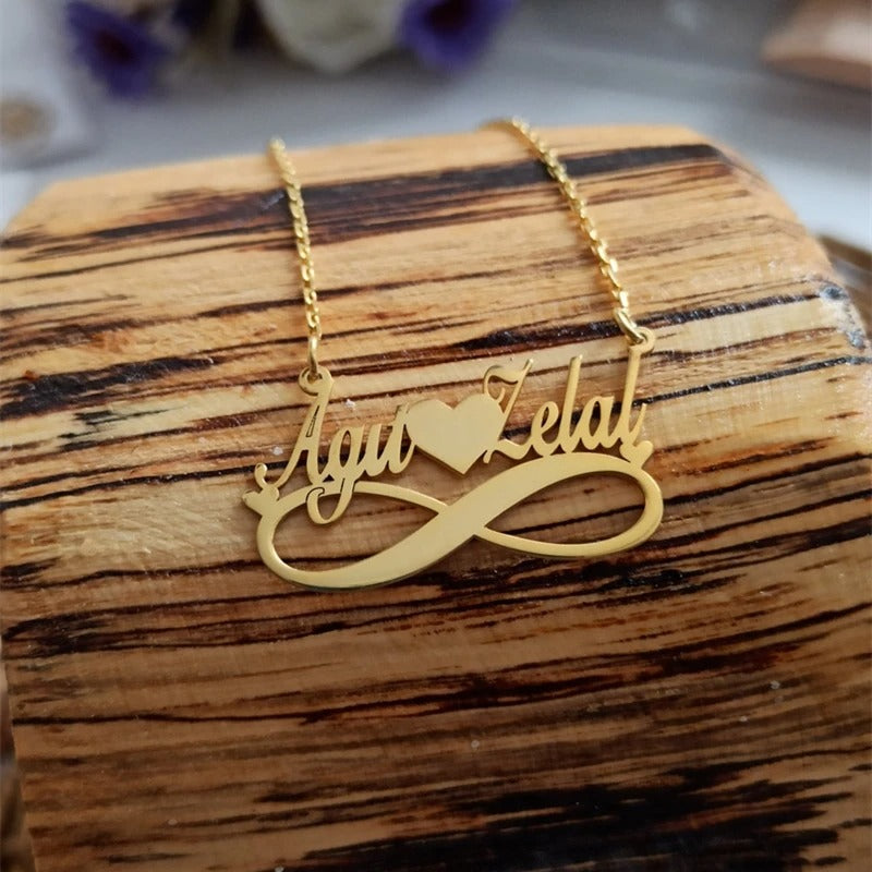 Customized Couple's 2 Name Pendant Necklaces - Abrahamallen