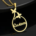 Personalized Double Butterfly Pendant Necklace - Abrahamallen