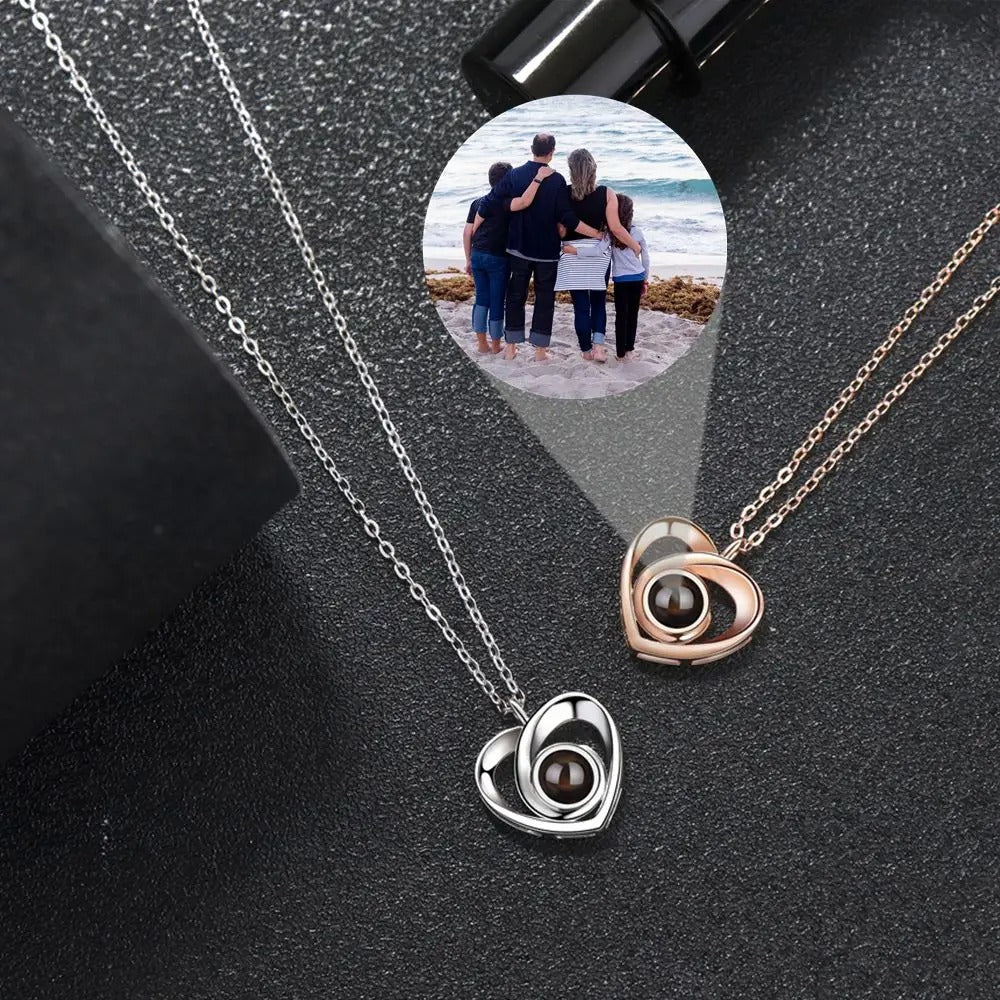 Projection Personalized Photo Heart Pendant Necklace - Abrahamallen