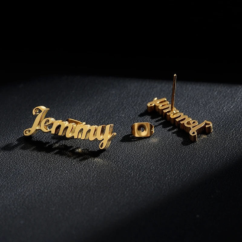 Personalized Nameplate Stud Earrings - Abrahamallen