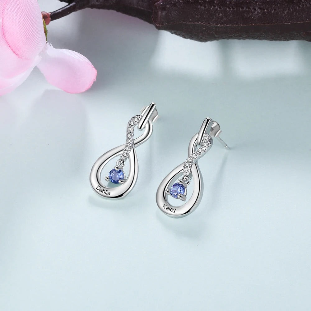 Personalized Drop Birthstone Earrings - Abrahamallen