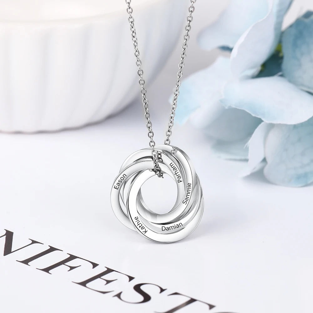 Personalized 2-6 Intertwined Pendants Engraveable Necklace - Abrahamallen