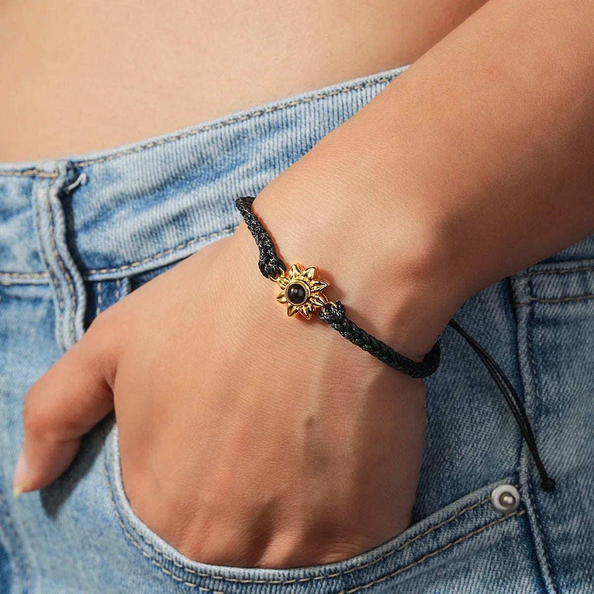 Customized Sunflower Photo Projection Braided Bracelet - Abrahamallen