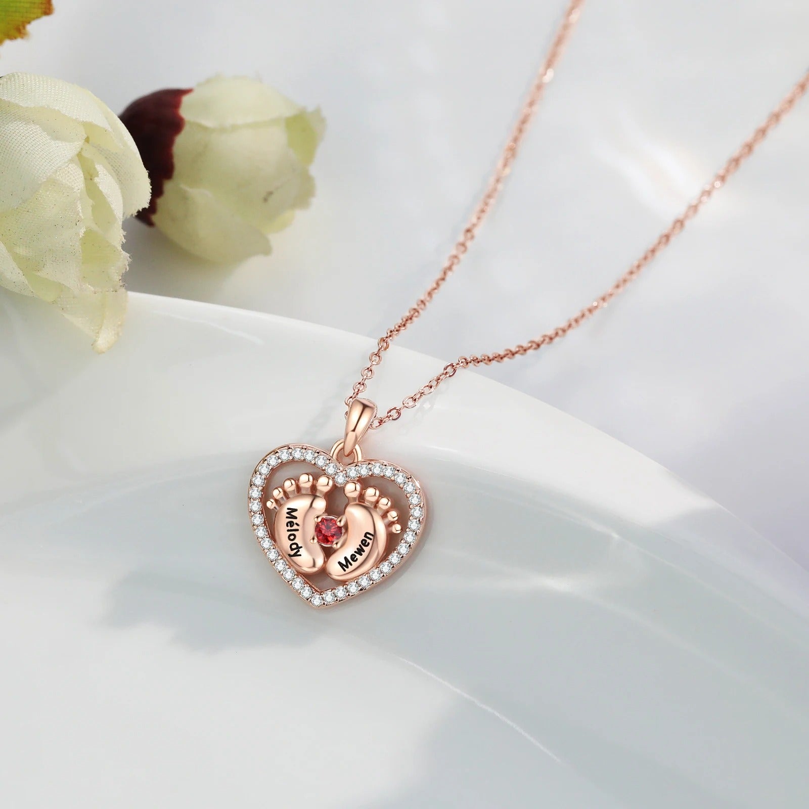 Customized Engraveable RoseGold Pendant Necklace - Abrahamallen