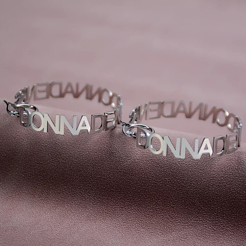 Personalized Large Hoop Name Earrings - Abrahamallen