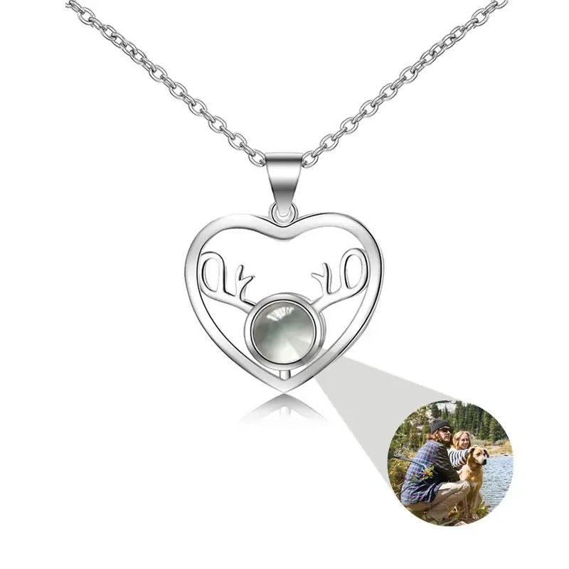 Projection Personalized Antler Photo Pendant Necklace - Abrahamallen