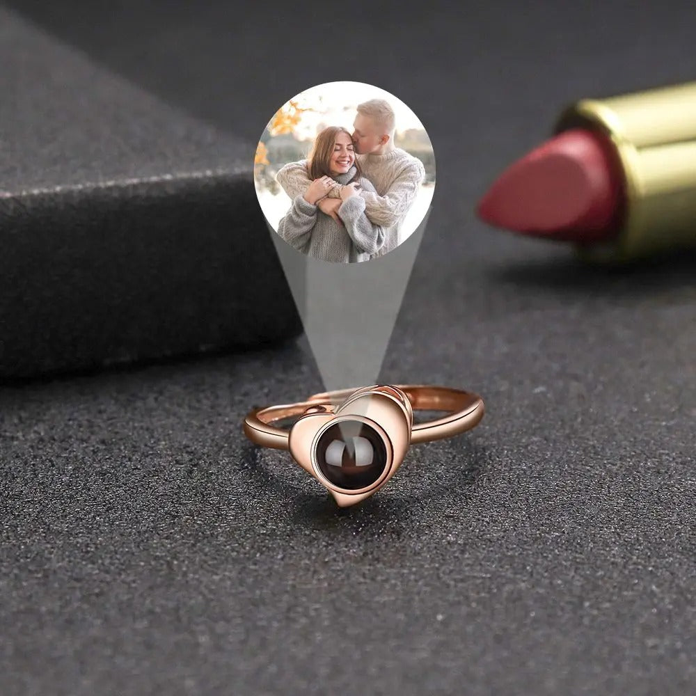 Personalized Photo Projection 925 Sterling Silver Ring - Abrahamallen