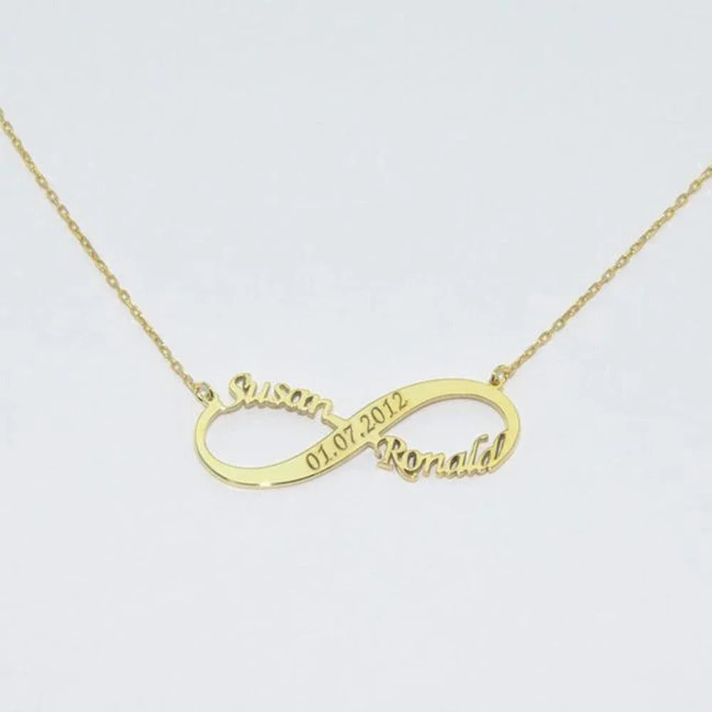 Personalized Infinity Year and Name Pendant Necklace - Abrahamallen