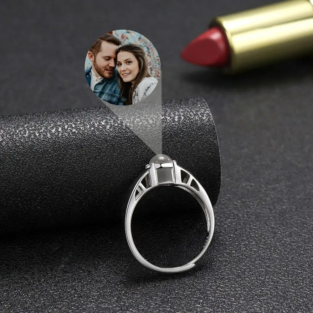 Personalized Photo Projection Adjustable Couple's Rings - Abrahamallen