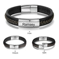 Personalized Engraveable Name Leather Braided Bangle Bracelets - Abrahamallen