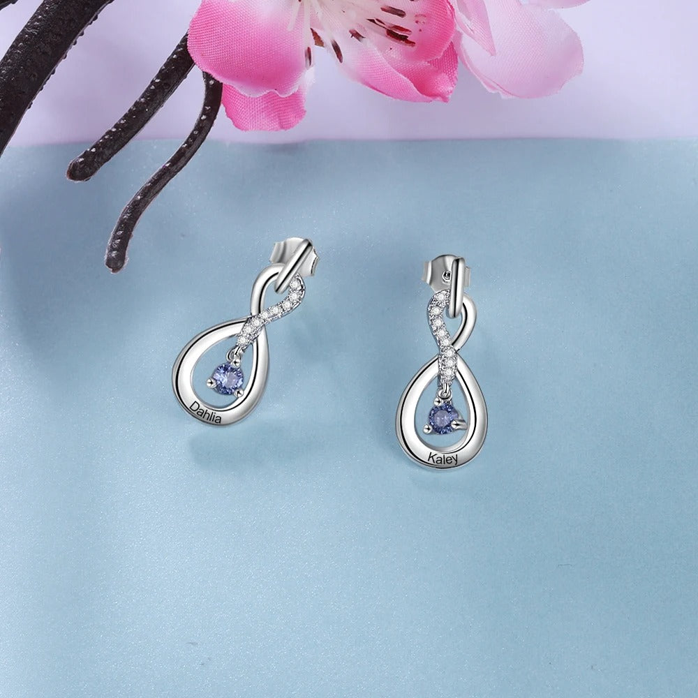 Personalized Drop Birthstone Earrings - Abrahamallen