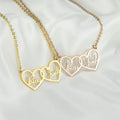 Personalized Double Heart Pendant Necklace - Abrahamallen