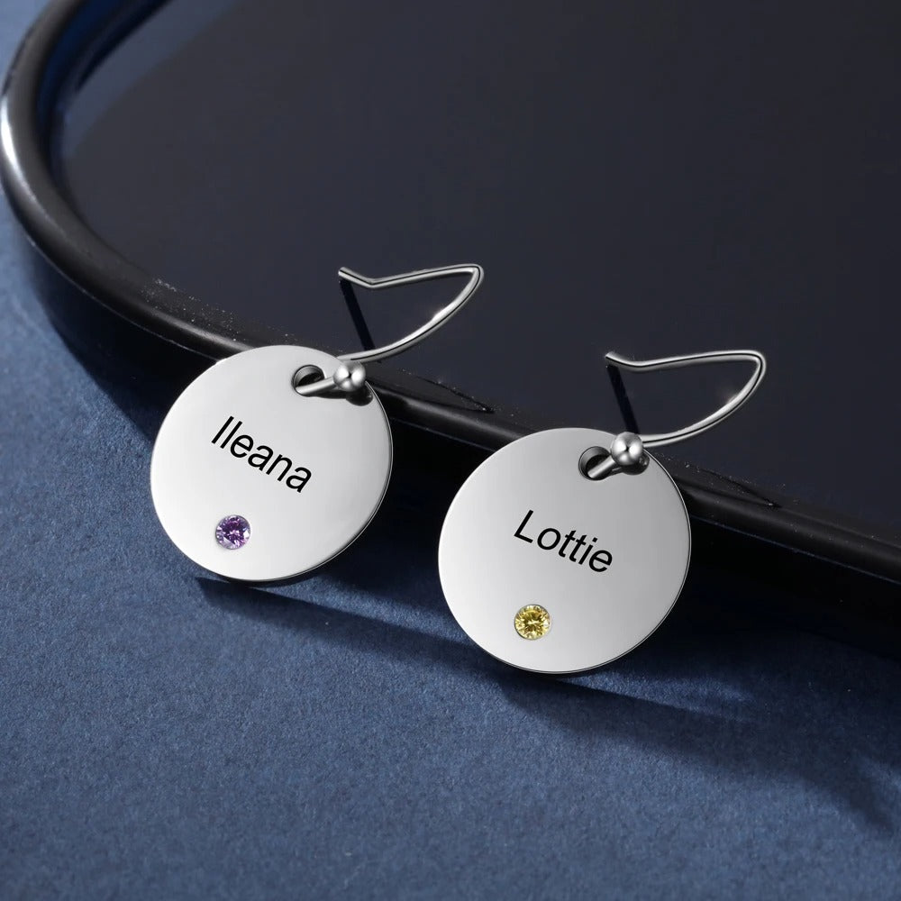 Personalizd Birthstone Dangling Earrings - Abrahamallen