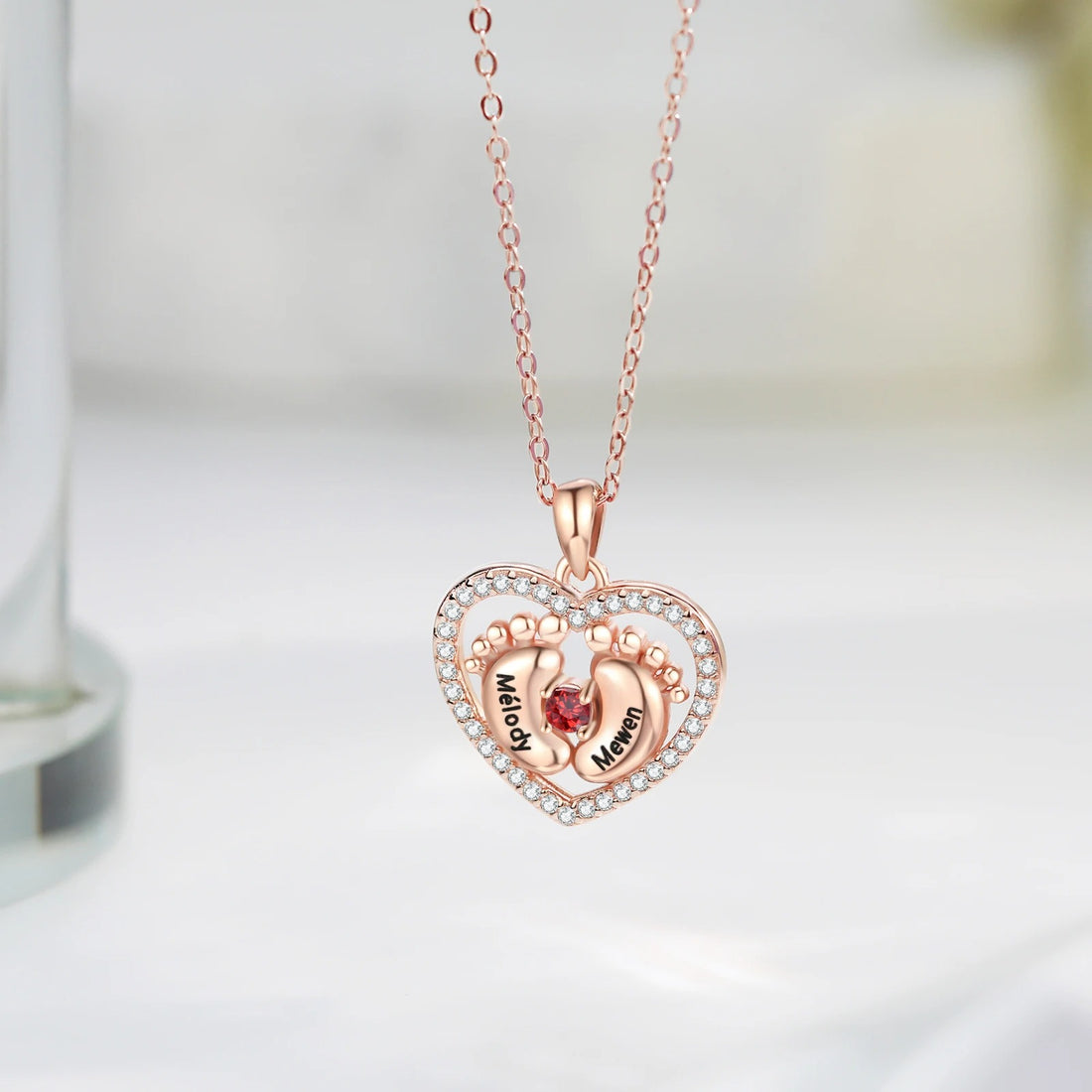 Customized Engraveable RoseGold Pendant Necklace - Abrahamallen