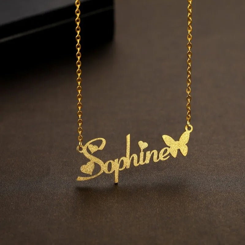 Personalized Name Butterfly Pendant Necklace - Abrahamallen